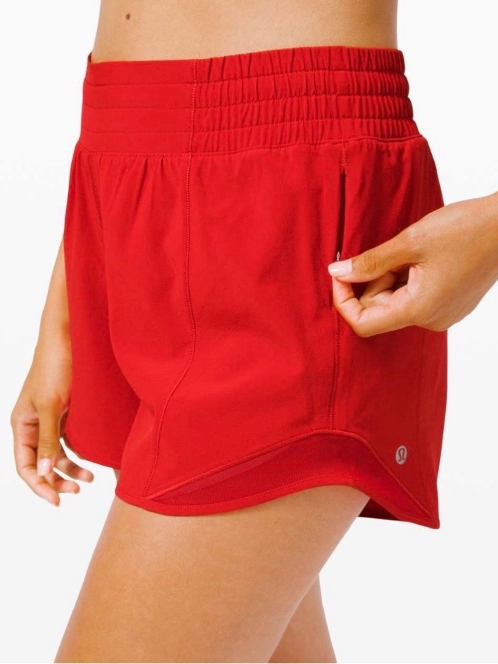 Lululemon hotty hot high rise lined short 4" red size 12 gym running